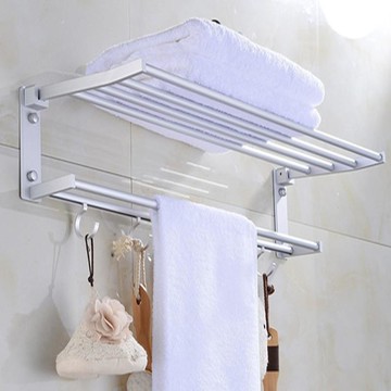 免運 可開發票 免打孔毛巾架太空鋁衛生間置物架浴室雙層浴巾架壁掛衛浴五金掛件