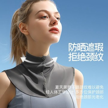 ✈速出貨🔥防曬圍脖女夏季冰絲薄款披肩戶外開車防紫外線護頸假領子防曬脖套