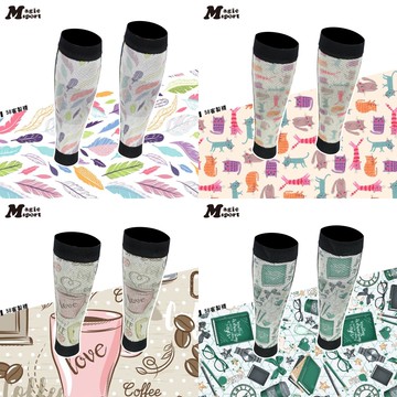 【壓力護脛腿套】JG-024插畫A｜台灣製 壓縮腿套 跑步腿套 分段加壓運動小腿套 腿套