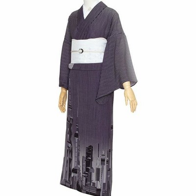 浴衣　着物　単衣　美品　パープル　紫　ぶどう　マスカット　グレープ　撫松庵 洗える 浴衣 ］仕立て上がり ゆかた 葡萄（紫）夏 高級