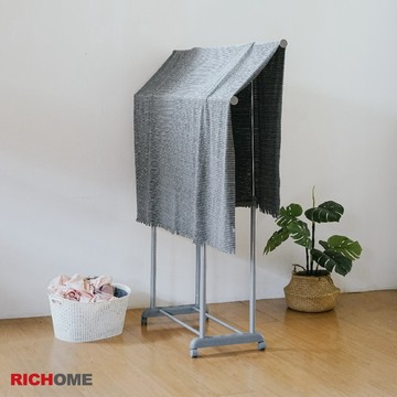 RICHOME  閃銀雙桿伸縮衣架 伸縮曬衣架 雙桿掛衣架 移動式 室內晾衣架 落地衣帽架 台灣製 CL-1003-2