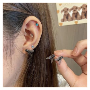 【Hera 赫拉】跨境仿真蒼蠅昆蟲搞怪耳環飾品耳飾 H11411030