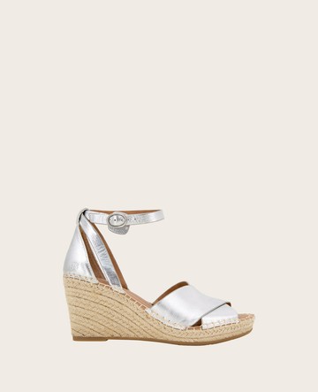 Gentle Souls- Charli Suede X-Band Espadrille Wedge Sandal in Silver, Size: 8.5 by Kenneth Cole