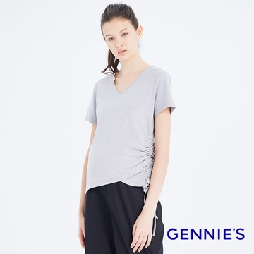 Gennies奇妮 高棉V領孕婦上衣-灰(T3H05)