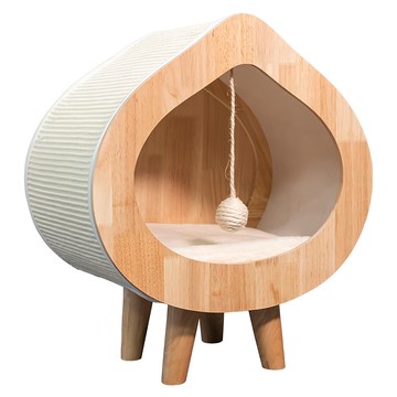 doter 寵愛物語 木元素水滴造型貓抓屋 E0等級板材 3.5-5mm超厚實紙管  50 x 31 x 56cm  木色 + 白色  1個