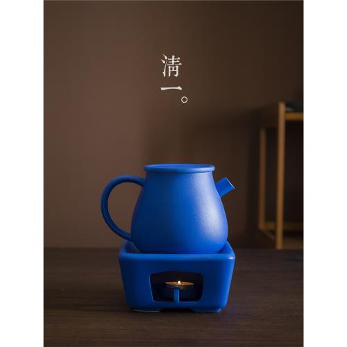 清一丨克萊因藍色陶瓷蠟燭保溫爐小火爐簡約加熱底座溫茶爐煮茶