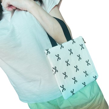 日本布料蝴蝶結圖案手挽手提萬用包