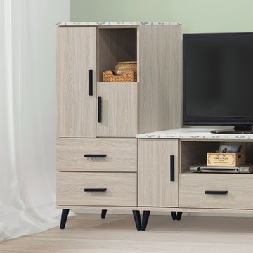 AS DESIGN 雅司家具-海棠2尺中二門二抽收納櫃-61×40×121cm