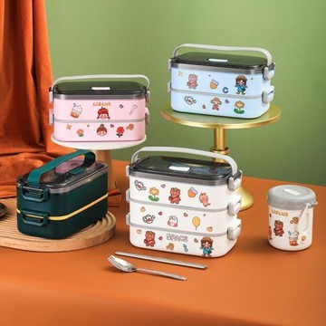 代購GP不銹鋼保溫飯盒帶蓋便當盒可微波爐密封戶外分格食品級餐盒