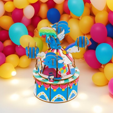 Jigzle 3D 木拼圖 - 音樂盒: 遊樂場-小飛象