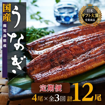 おおさきうなぎ鹿児島県産うなぎ長蒲焼4尾(全3回)合計12尾