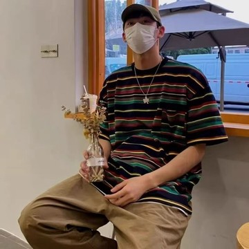 特大碼300斤復古條紋短袖t恤男女夏季胖mm200休閒百搭寬鬆上衣潮