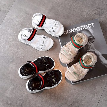 兒童露趾沙灘鞋夏季時尚男童女童魔術貼涼鞋中大童運動休閑鞋