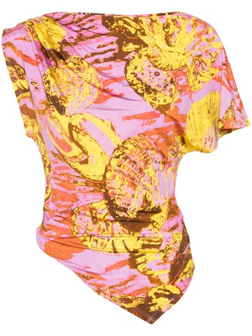 PINKO - asymmetric abstract-print top - women - Viscose/Elastane - L