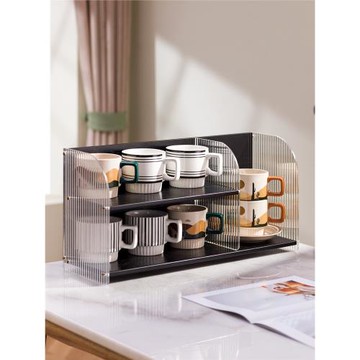 桌面收納盒水杯杯子收納架餐桌桌上亞克力置物架客廳雙層臺面杯架