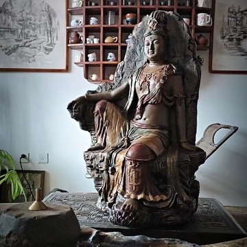 免運/ 可開票 快速出貨 擺件 居家擺飾 遼宋水月觀音像茶室中式家居佛像鎮宅平安非遺禪意擺件文房鎮紙