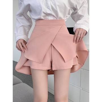 粉色半身裙裙褲短裙女設計感褲裙白色胖mm黑色西裝a字裙遮肚裙子