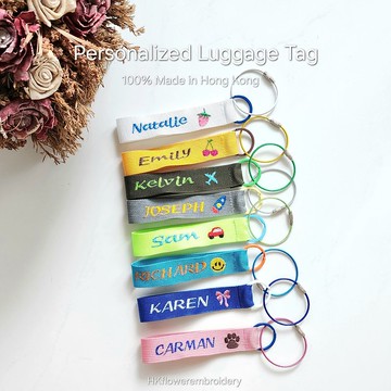 客製刺繡行李飄帶 訂製DIY個人化自訂人名行李帶 Luggage Tag