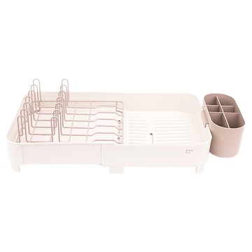Expandable Dish Drying Rack 可伸縮碗盤瀝水架 奶茶灰 尺寸: 44.5-64.5x32.5x15.8 cm  1個