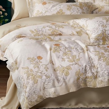 貝淇小舖 60支100%純天絲特大床包兩用被  床包+兩用被套+枕套組  雙人特大  盼春桔