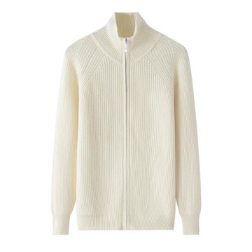 秋冬新款羊絨衫女開衫半高領加厚保暖毛衣時尚拉鏈百搭針織外套