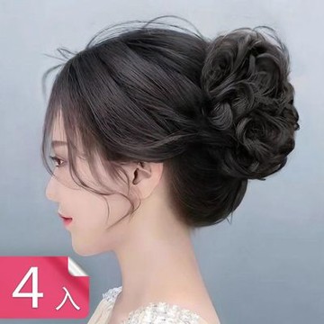 【荷生活】優雅氣質不挑臉花苞頭鯊魚夾 穩固盤髮蓬鬆髮量仿真花苞頭髮夾-4入組