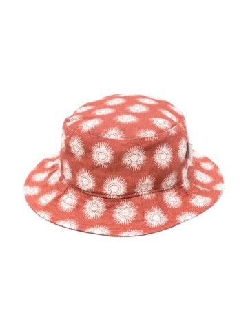 Paolo Pecora Kids - graphic-print bucket hat - kids - Viscose/Linen/Flax - 50 cm - Red