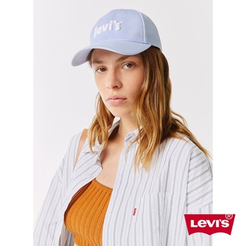Levis 男女同款 可調式環扣棒球帽 / 異材質Logo布章 淺藍
