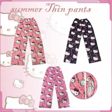 Xuan♥秋冬季卡通hellokitty貓睡褲女士加絨保暖居家休閒長褲法蘭絨睡褲
