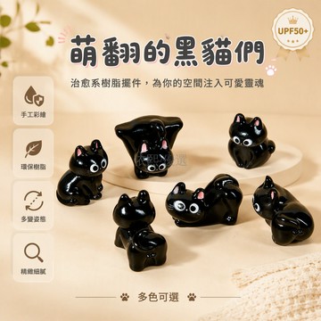 台灣出貨 亮面黑貓樹脂擺件 立體卡通貓咪造型 多只組合規格 車載桌面裝飾 微景觀手工 DIY 配件 可愛寵物公仔