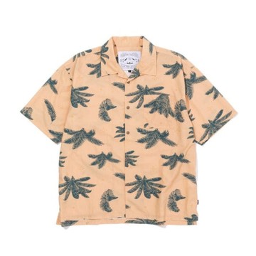 日本限定 -休閒印花襯衫 / 短袖襯衫 / 米褐色印花 尺寸L