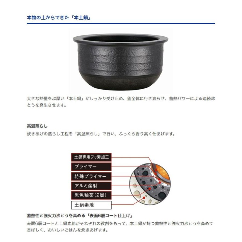 タイガー魔法瓶 土鍋圧力IH炊飯ジャー 炊きたて 5.5合 JPH-B101 KB