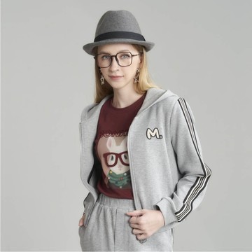 CLL巧玲瓏 條紋運動風尚外套(灰色) 5069731