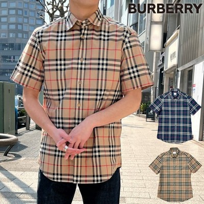 Burberry バーバリー メンズ シャツ 半袖 チェック柄 コットンポプリン 通販 Lineポイント最大get Lineショッピング