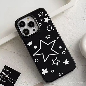 卡通白色星星 防摔 保護殼蘋果iphonei11 15plus 12 13 14 15 16 promax xs 手機殼