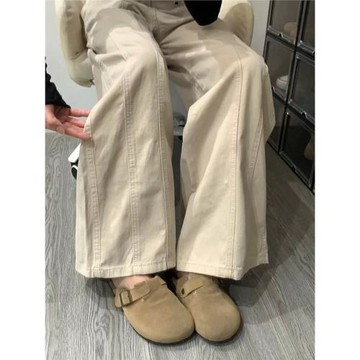 大碼高腰直筒加絨牛仔褲女秋冬胖mm梨形身材寬松顯瘦闊腿拖地褲子