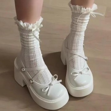 [韓國KW美鞋館]韓國設計師款好美麗運動休閒鞋瑪麗珍鞋(耐磨/厚底/防水)米白色