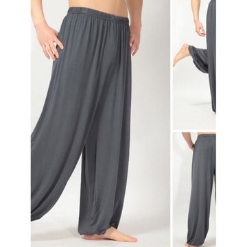 男士瑜伽服燈籠褲長褲練功褲大碼寬松休閑晨練運動太極服莫代爾夏