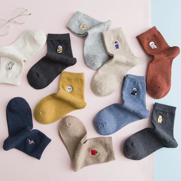 棉襪女純棉中筒秋冬款可愛刺繡日系ins潮韓版透氣學院風長襪子