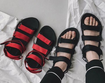 FINDSENSE MD 韓國 時尚休閒 潮 男 透氣 羅馬 織帶魔術貼涼鞋 男女情侶 涼鞋 拖鞋 海灘鞋