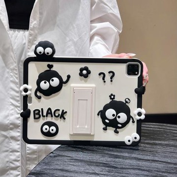 立體相框趴趴黑色煤球精靈ipad11保護殼9第10代Air7654硅膠Mini76防摔適用蘋果pro11寸卡通9.7全包10.2平板套