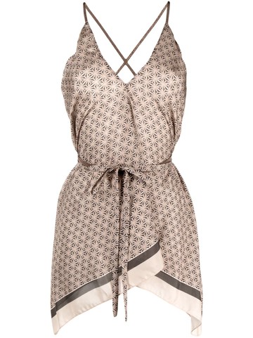 Brunello Cucinelli - geometric-print silk top - women - Silk/Silk - M - Neutrals