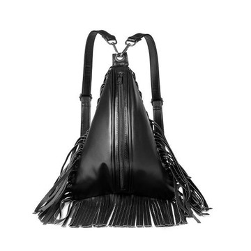 雙肩包女騎士包流蘇軟皮百搭時尚休閑小背包街頭運動潮牌機能戶外