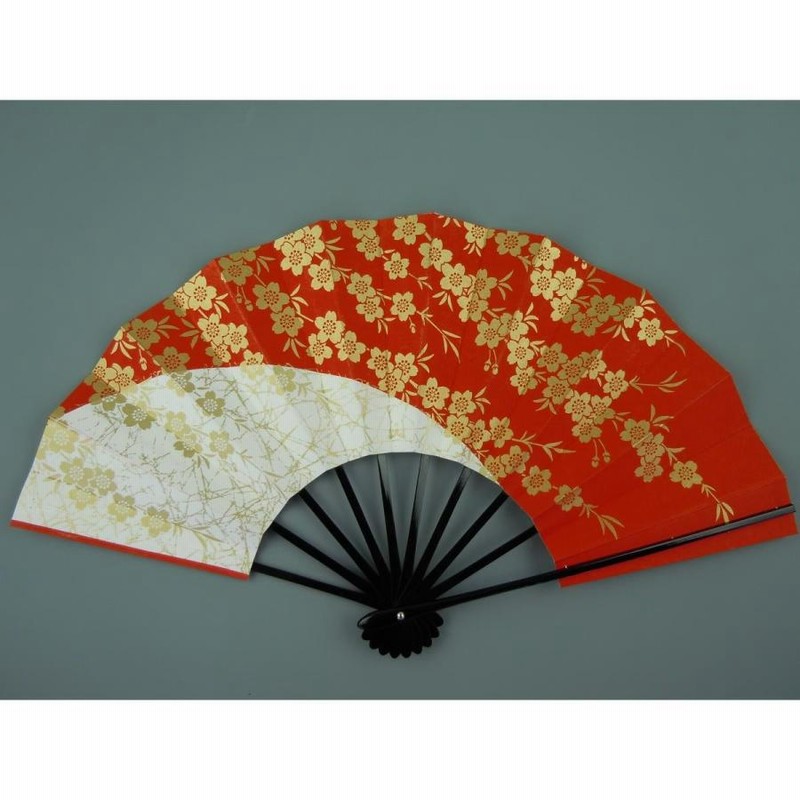 舞扇子 日本舞踊、踊り用 29cm 燻し金、鳥の子 黒塗骨 京扇子 箱