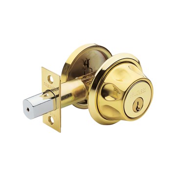 FAULTLESS 加安牌 外轉上鎖式 輔助鎖 卡霸鑰匙 - 金色 適用於30-45mm門厚  1個