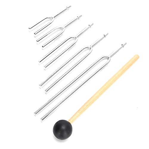 Health Therapy Tool Set, 256Hz, 288Hz, 320Hz, 341Hz, 384Hz, 426Hz, 480 Hz, 512Hz, 8PCS Steel Tuning Fork Set with Hammer and Woode