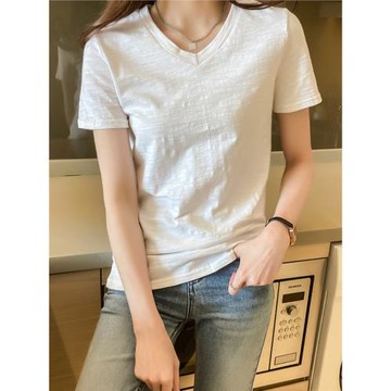 竹節棉t恤女裝2025年夏裝新款T恤純棉寬松韓版大碼上衣短袖體恤衫