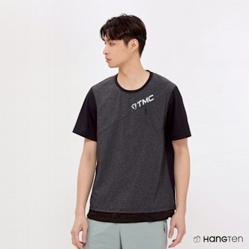 Hang Ten-男裝-四面彈吸濕快乾隱藏口袋短袖T恤-黑色