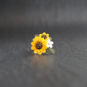 夏日映像 向日葵的約定 つまみ細工戒指 布花戒指