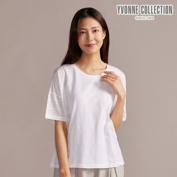 YVONNE 以旺傢飾 網路限定｜粗細條透膚上衣-白
